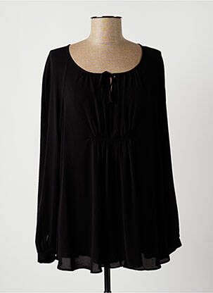 Blouse poignets boutonnés avec fente manches longues noir LAUREN VIDAL femme
