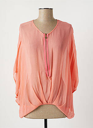 Blouse légère et transparente manches 3/4 rose LAUREN VIDAL femme