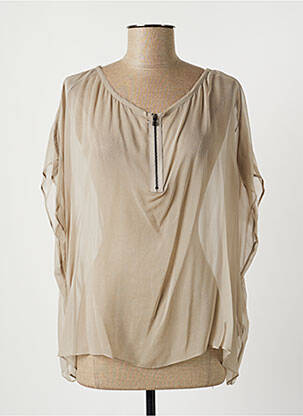 Blouse légère et transparente manches courtes gris LAUREN VIDAL femme