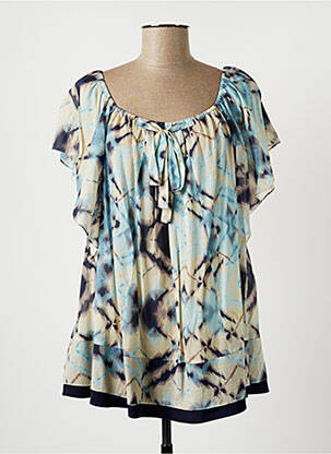 Blouse manches courtes manches courtes bleu LAUREN VIDAL femme