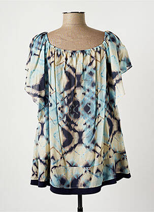 Blouse manches courtes manches courtes bleu LAUREN VIDAL femme