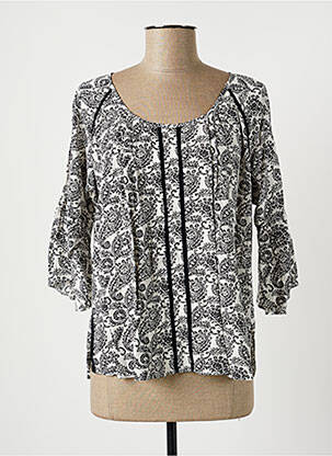 Blouse col rond manches 3/4 noir LAUREN VIDAL femme