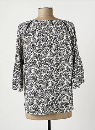 Blouse tissage popeline manches 3/4 noir LAUREN VIDAL femme