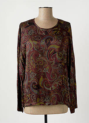 Blouse col rond manches longues rouge LAUREN VIDAL femme