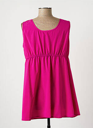 Top tissage crêpe sans manche rose LAUREN VIDAL femme