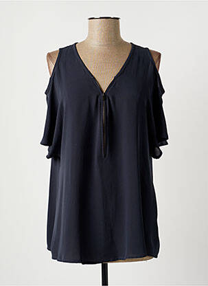 Blouse manches courtes manches courtes bleu LAUREN VIDAL femme