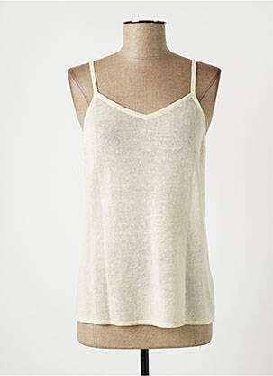 Pull coupe cintrée fines bretelles beige LAUREN VIDAL femme