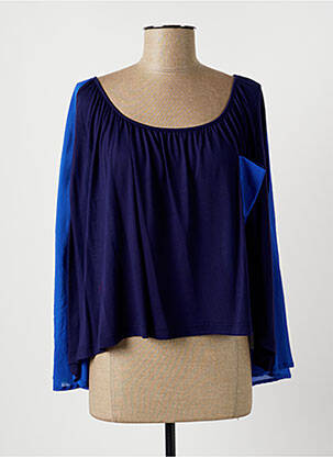 Top tissage crêpe sans manche bleu LAUREN VIDAL femme