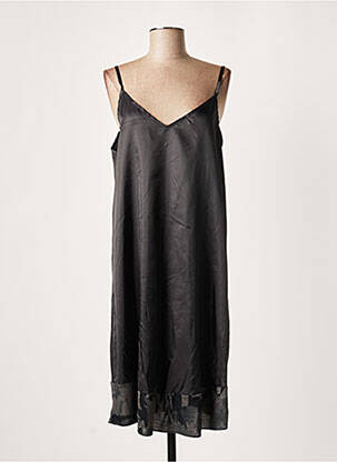 Robe mi-longue coupe fluide fines bretelles noir LAUREN VIDAL femme