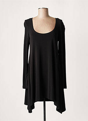 Robe courte manches longues manches longues noir LAUREN VIDAL femme
