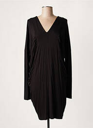 Robe mi-longue manches longues manches longues noir LAUREN VIDAL femme