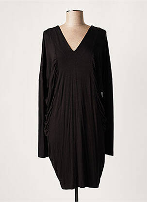 Robe mi-longue manches longues manches longues noir LAUREN VIDAL femme