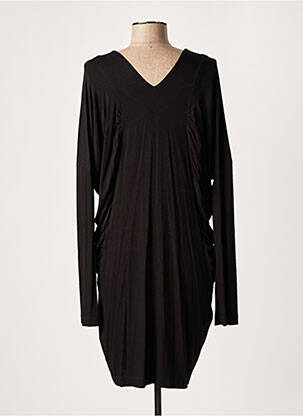 Robe mi-longue manches longues manches longues noir LAUREN VIDAL femme