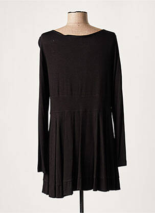 Robe courte coupe évasée manches longues noir LAUREN VIDAL femme