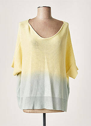 Pull stretch manches courtes jaune LAUREN VIDAL femme