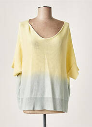 Pull finition bords-côtes manches courtes jaune LAUREN VIDAL femme