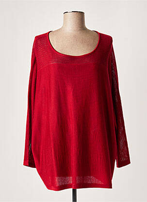 Pull stretch manches longues rouge LAUREN VIDAL femme