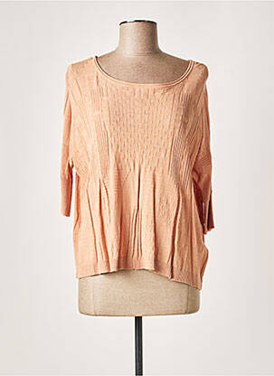 Pull stretch manches courtes orange LAUREN VIDAL femme