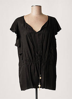 Tunique manches courtes coupe fluide noir LAUREN VIDAL femme