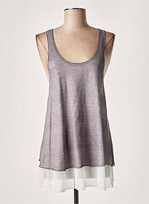 Pull coupe cintrée sans manche gris LAUREN VIDAL femme