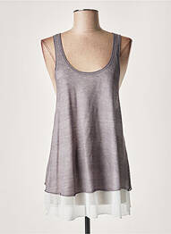 Pull coupe cintrée sans manche gris LAUREN VIDAL femme