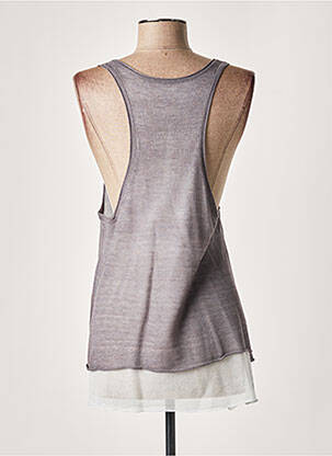 Pull coupe cintrée sans manche gris LAUREN VIDAL femme