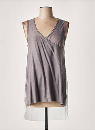 Pull col v sans manche gris LAUREN VIDAL femme