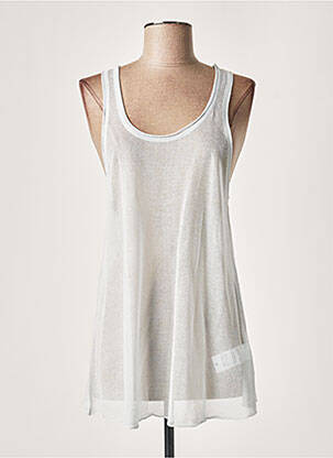 Pull tunique tissage lainage sans manche gris LAUREN VIDAL femme