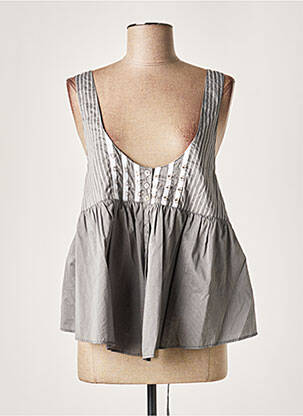 Blouse col rond sans manche gris LAUREN VIDAL femme