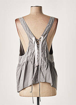 Blouse col rond sans manche gris LAUREN VIDAL femme