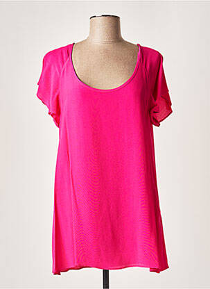 Tunique manches courtes tissage crêpe rose LAUREN VIDAL femme