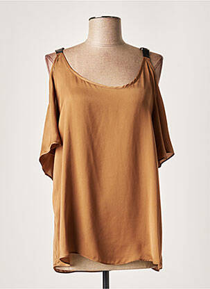 Blouse manches courtes manches courtes marron LAUREN VIDAL femme
