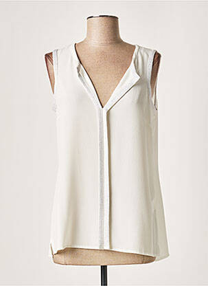 Blouse col v sans manche blanc LAUREN VIDAL femme