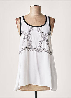 Blouse col rond sans manche blanc LAUREN VIDAL femme