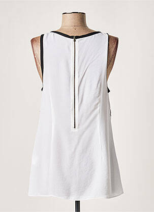 Blouse col rond sans manche blanc LAUREN VIDAL femme