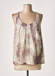 Blouse légère et transparente sans manche marron LAUREN VIDAL femme