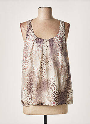 Blouse légère et transparente sans manche marron LAUREN VIDAL femme