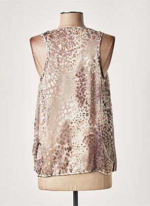 Blouse légère et transparente sans manche marron LAUREN VIDAL femme