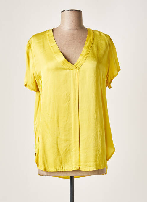 Blouse manches courtes manches courtes jaune LAUREN VIDAL femme