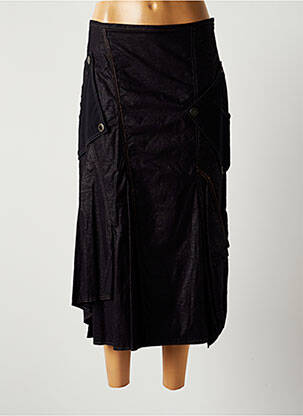 Jupe mi-longue fermeture zip latéral noir LAUREN VIDAL femme