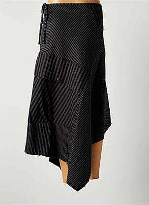 Jupe mi-longue fermeture zip latéral noir LAUREN VIDAL femme