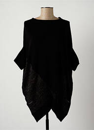 Pull finition bords-côtes manches 3/4 noir LAUREN VIDAL femme
