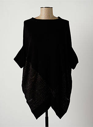 Pull finition bords-côtes manches 3/4 noir LAUREN VIDAL femme