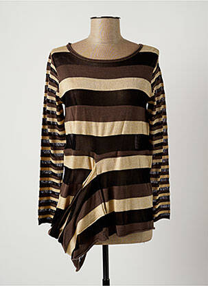 Pull col rond manches longues marron LAUREN VIDAL femme