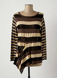 Pull finition bords-côtes manches longues marron LAUREN VIDAL femme