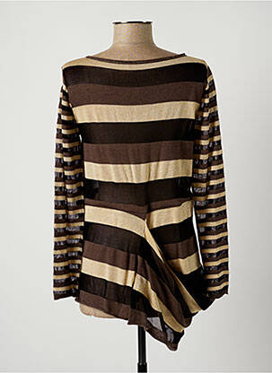 Pull col rond manches longues marron LAUREN VIDAL femme