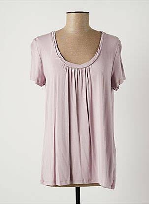 T-shirt col rond manches courtes violet LAUREN VIDAL femme