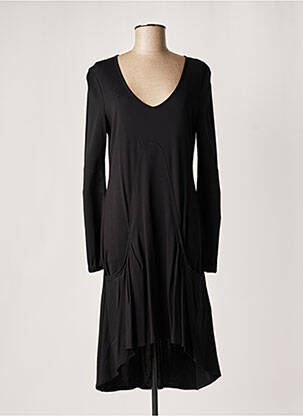 Robe mi-longue manches longues manches longues noir LAUREN VIDAL femme