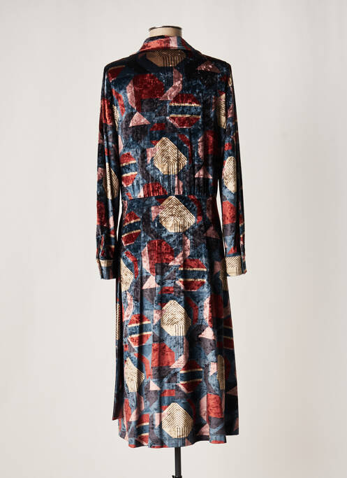 Robe longue imprimé fantaisie manches longues noir LAUREN VIDAL femme