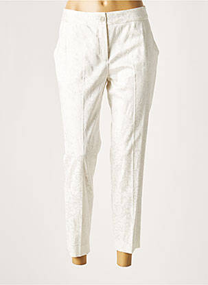 Pantalon chino fermeture zippée sous rabat boutonné taille normale blanc LAUREN VIDAL femme